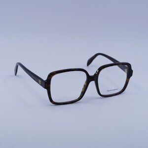 Alexander McQueen AM0286O 002 Eyeglasses Havana 55mm Square Frame